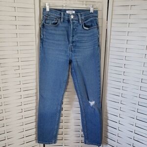 Re/ Done Light Blue Distressed Ankle Jeans Size 26